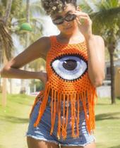 Blusa de crochê olho grego Blusa de crochê olho grego