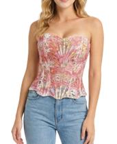 Blusa de espartilho Bistonny Lace Up Overbust Bustier Floral Lace Blusa de espartilho Bistonny Lace Up Overbust Bustier Floral Lace