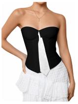 Blusa de espartilho feminina Winkbay Y2k sem alças Overbust Boned Blusa de espartilho feminina Winkbay Y2k sem alças Overbust Boned