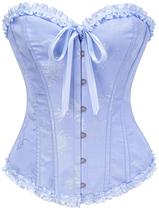 Blusa de espartilho SZIVYSHI Sky Blue Overbust Lace Up Waist Cincher