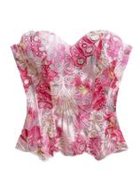 Blusa de espartilho WDIRARA, renda, corpete, malha, corpete, rosa