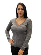 Blusa de Fio trançada Gola V Feminina I Blusa de Lã Gola V I Suéter Trançado Gola V