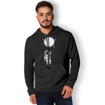 Blusa de Frio Astronauta Balão Moletom Masculino Estampado Com bolso e Capuz