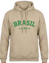 Blusa de Frio Bege Brasil Moletom Canguru Premium Masculino e Feminino Capuz e Bolso marca LookTS