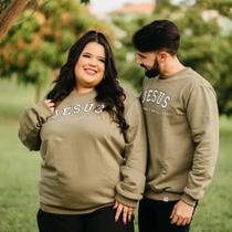 Blusa de Frio Bege escrita Jesus Adulta Unissex (Só vem 1) Blusa de Frio Bege escrita Jesus Adulta Unissex (Só vem 1)
