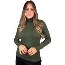 Blusa De Frio Cacharrel Feminina Gola Alta Trico Manga Longa