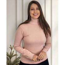 Blusa De Frio Cacharrel Feminina Gola Alta Tricot Cor:Rosê