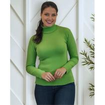 Blusa De Frio Cacharrel Feminina Gola Alta Tricot Cor:Verde Abacate