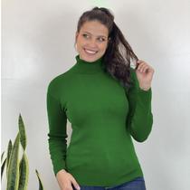 Blusa De Frio Cacharrel Feminina Gola Alta Tricot Cor:Verde Bandeira