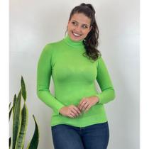 Blusa De Frio Cacharrel Feminina Gola Alta Tricot Cor:Verde Neon