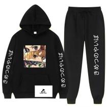 Blusa de Frio + Calça Jogger Demon Slayer Kimetsu No Yaiba Anime Mangá Moletom Conjunto Unissex