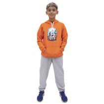 Blusa de Frio Capuz Moletom Infantil Estampa Tubarão Com Calça Cintura Cordão Elastico Ajustavel