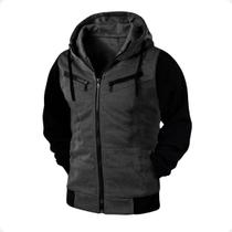 Blusa De Frio Casaco Com Ziper E Capuz Moletom Unissex