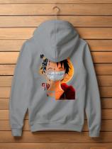 Blusa de Frio Casaco Moletom Canguru Flanelado One Piece Anime Monkey D Luffy Chapéu de Palha Envio
