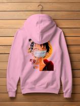 Blusa de Frio Casaco Moletom Canguru Flanelado One Piece Anime Monkey D Luffy Chapéu de Palha Envio