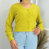 Blusa De Frio Cropped Manga Longa Canelado Inverno Feminina