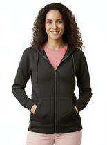 Blusa De Frio Feminina Aberta De Ziper E Capuz Sem Estampa Blusa De Frio Feminina Aberta De Ziper E Capuz Sem Estampa