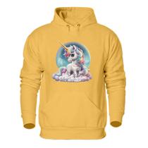 Blusa de Frio Feminina Abrigo Moletom Quentinho Estampa Unicornio Confortavel Macia