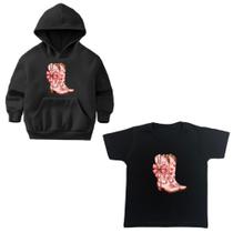 Blusa De Frio Feminina E Camiseta Kit Estampa Country Meninas Roupa De Inverno Rodeio Bota