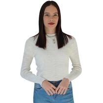 Blusa De Frio Feminina Gola Alta Cacharrel Manga Longa Tricô