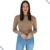 Blusa De Frio Feminina Gola Alta Cacharrel Manga Longa Tricô