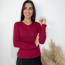 Blusa de frio Feminina Gola V Manga Longa basica Segunda Pele inverno