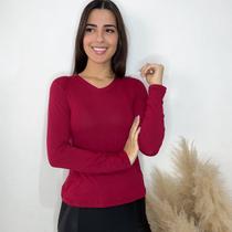 Blusa de frio Feminina Gola V Manga Longa casual, inverno