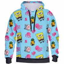 Blusa de Frio Feminina Masculina Estampa 3D Personagens desenho animados BOB Com Capuz