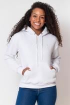 Blusa de Frio Feminina Moletom Canguru Branco Polo Wear