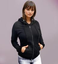 Blusa de frio feminina moletom com zíper e capuz Blusa de frio feminina moletom com zíper e capuz