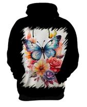 Blusa de Frio Flores e Borboletas Pintura 3