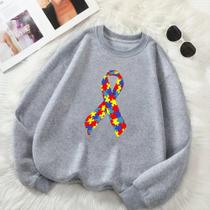 Blusa de Frio GOLA CARECA Unissex Estamp Autista Gola Redonda Look Estação Inverno