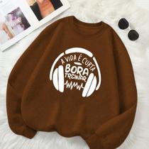 Blusa de Frio GOLA CARECA Unissex Estamp Bora Treinar Gym Treino Musculação Estação Inverno