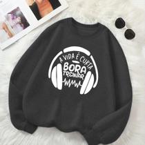 Blusa de Frio GOLA CARECA Unissex Estamp Bora Treinar Gym Treino Musculação Estação Inverno