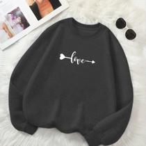 Blusa de Frio GOLA CARECA Unissex Estamp Love Flecha Moletom Personalizado Delicado Romântico