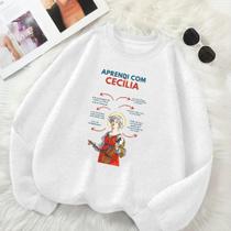 Blusa de Frio GOLA CARECA Unissex Feminino Masculino Estamp Aprendi Com Santa Cecília Inverno