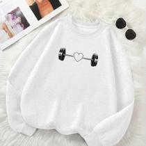 Blusa de Frio GOLA CARECA Unissex Feminino Masculino Estamp Barra Peso Coração Inverno Blusa de Frio GOLA CARECA Unissex Feminino Masculino Estamp Barra Peso Coração Inverno