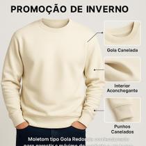 Blusa de Frio Grosso Blusa Moletom Gola Careca Unissex Gola Redonda Lisa Básica Moletom Masculino S