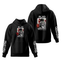 Blusa de Frio Manga Estampada Moletom Bolso Canguru Capuz Relaxado