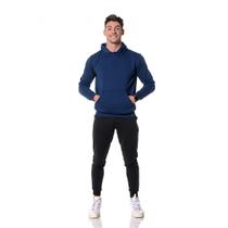 Blusa de Frio Masculina Azul Marinho Moletom Canguru com Capuz