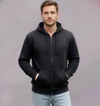 Blusa de Frio Masculina Casaco de Moletom Zíper e Capuz