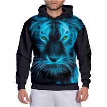Blusa de Frio Masculina Moletom Tiger Blue Tigre Neon Casaco de Invernos Blusa de Frio Masculina Moletom Tiger Blue Tigre Neon Casaco de Invernos