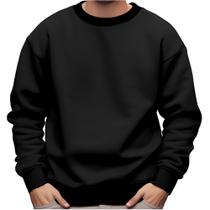 Blusa de Frio Moletom Básico Unissex Flanelado Moda Inverno Frio Abrigo Blusão Gola Careca Premium