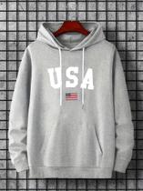 Blusa De Frio Moletom Canguru Blusão Masculino Com Capuz e Bolso Casaco Flanelado USA