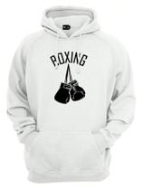 Blusa de Frio Moletom Canguru Luvas De Boxe Boxing Unissex Casaco Flanelado Com Capuz