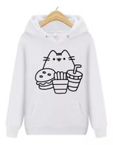 Blusa De Frio Moletom Casaco Agasalho Comida Gato Doces Top