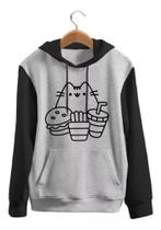 Blusa De Frio Moletom Casaco Agasalho Comida Gato Doces Top