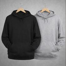 Blusa de Frio Moletom Cores Preto e Cinza Modelo Canguru com Capuz Ajustável Vibe Co. Kit com 02 Moletons Blusa de Frio Moletom Cores Preto e Cinza Modelo Canguru com Capuz Ajustável Vibe Co. Kit com 02 Moletons