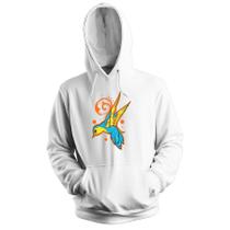 Blusa de Frio Moletom flanelado com Capuz Estampa Digital Unissex Envio Imediato Beija Flor