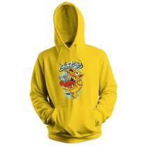 Blusa de Frio Moletom flanelado com Capuz Estampa Digital Unissex Envio Imediato Cachorro Amarelo com Lingua para fora